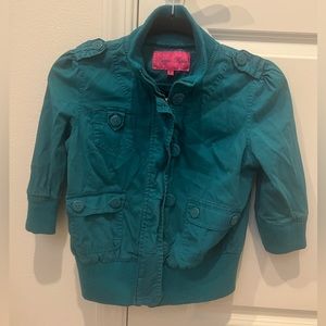Teal jacket short-sleeved. Size Medium.